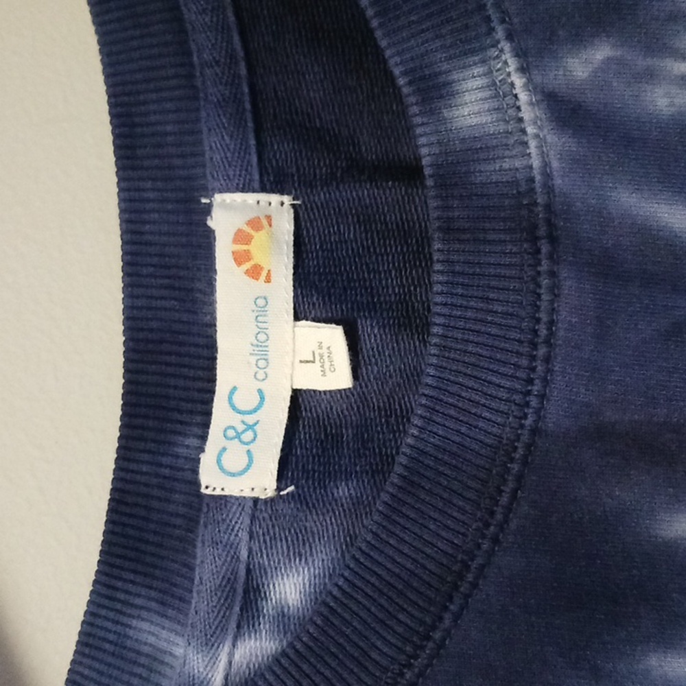 C&C California Tie Dye Blue White Sweatshirt Size L - Picture 5 of 15